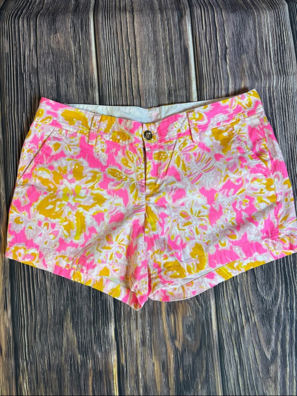 Lilly Pulitzer Pink & Yellow Floral High Waist Shorts (0044)